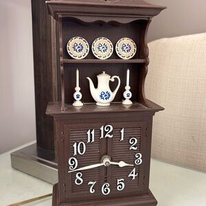 Vintage Brown Wall Clock with Blue Accents